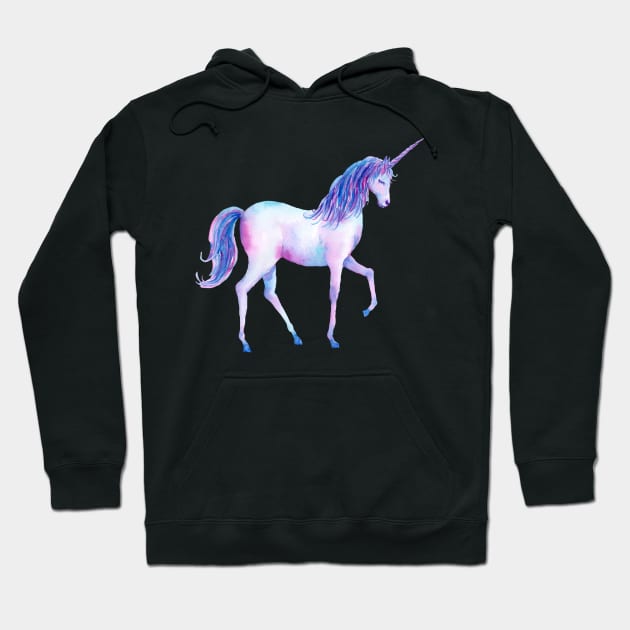 Purple Unicorn In Watercolour Hoodie by designsbycreation